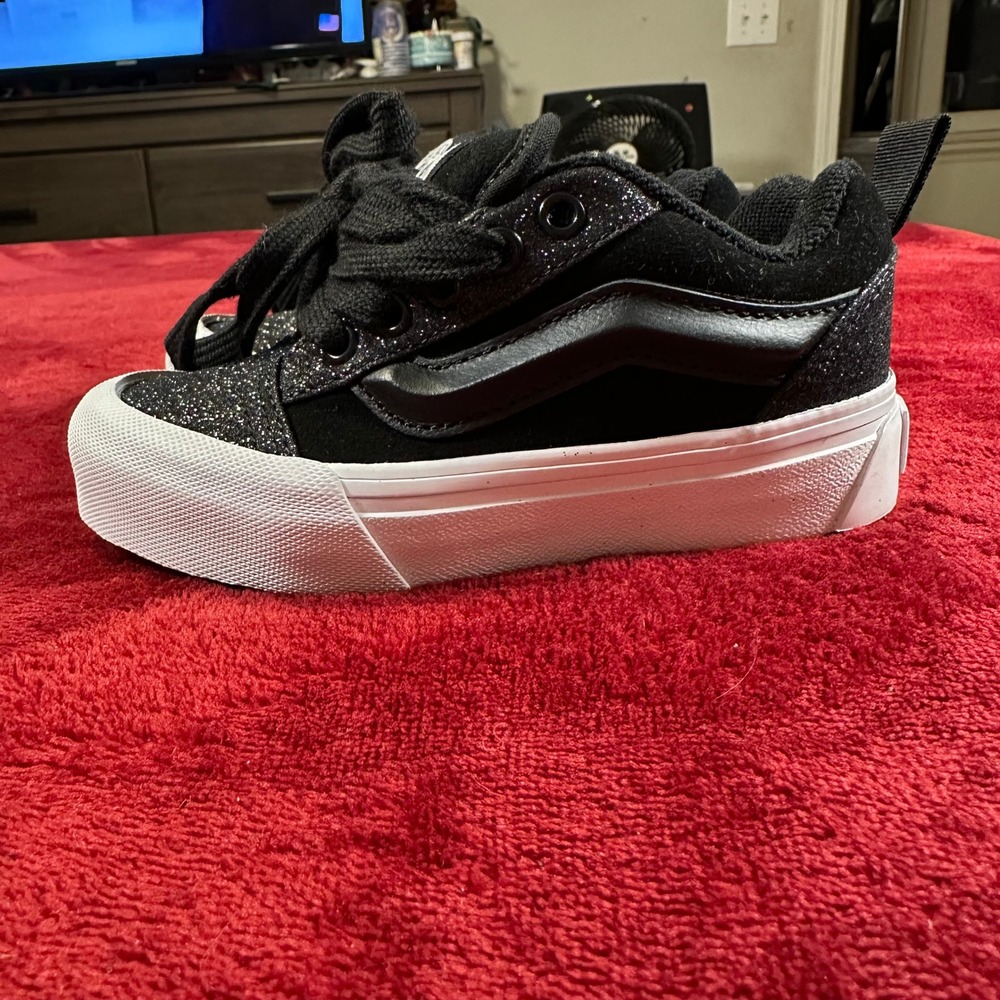 Vans Knu Skool Glitter Black White Chunky Low Top Sneakers Shoes Toddler 10.5